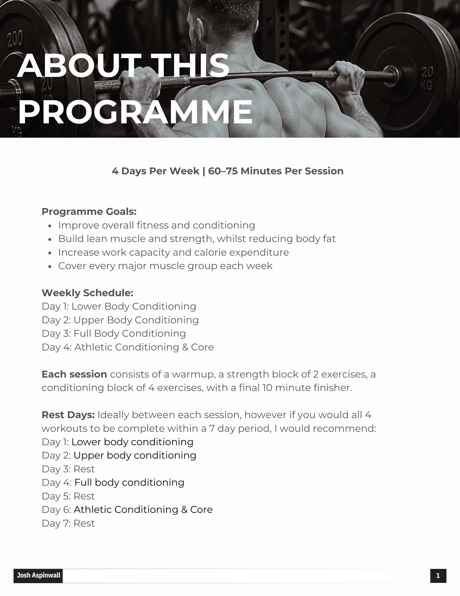 Total Conditioning - 4 day / week Starter Programme